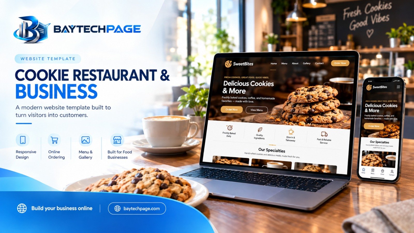 Marketing visual for a restaurant and business website