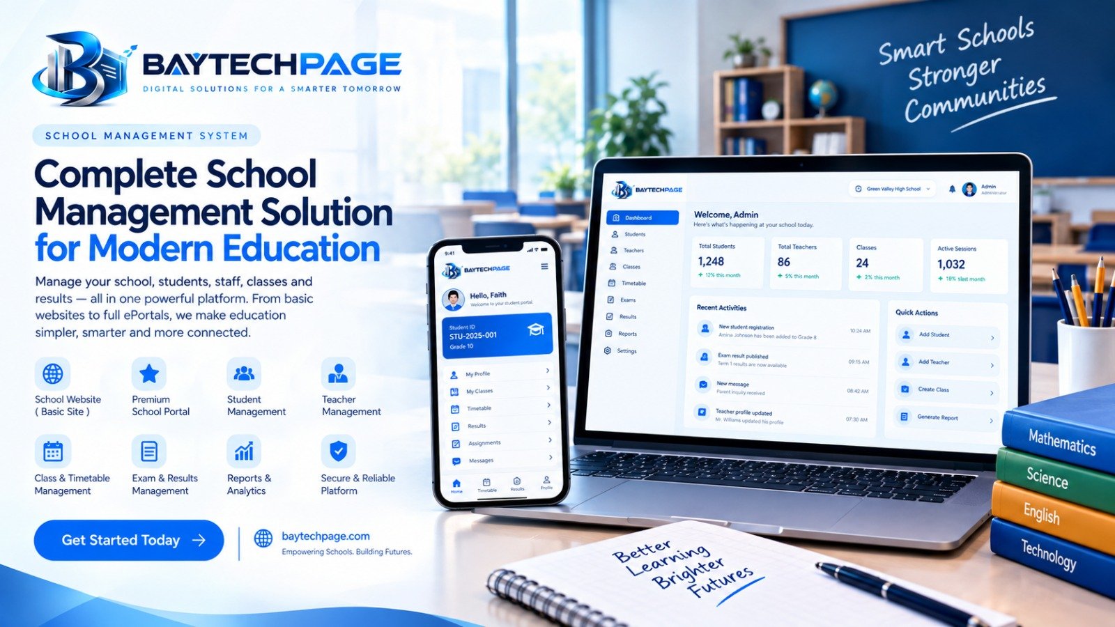 School website and management portal designed by BAYTECHPAGE